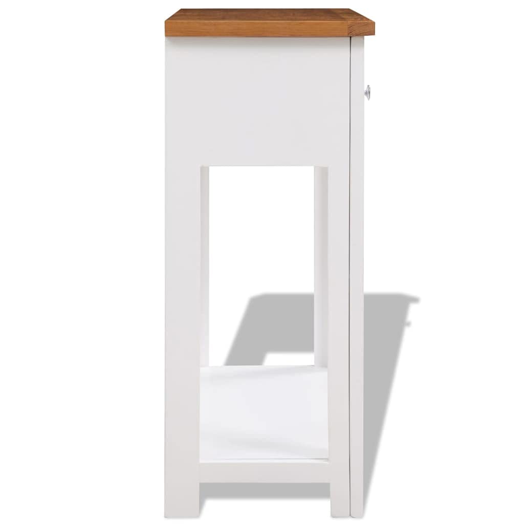 Solid Oak Wood Console Table with 2 Drawers and Shelf L7514