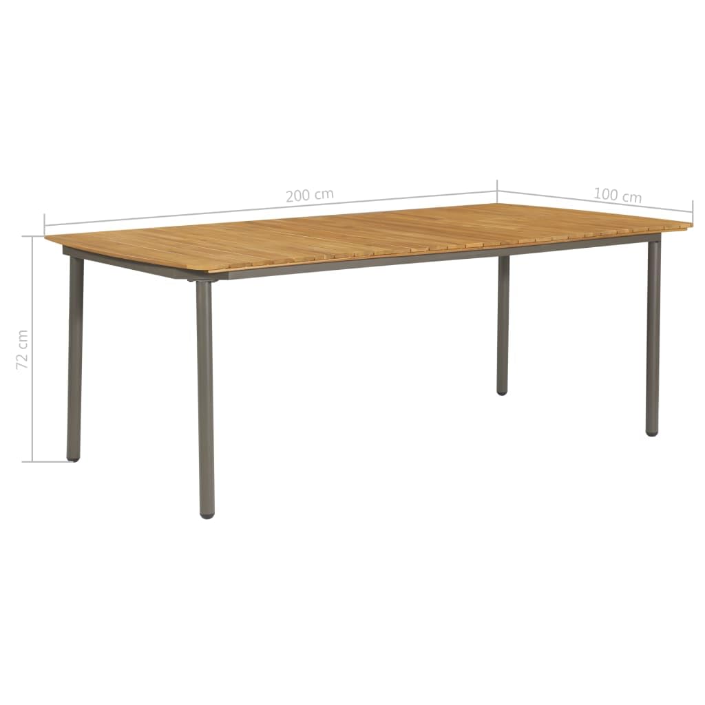 9 Piece Natural Wood and Grey Steel Outdoor Dining Set Z56685