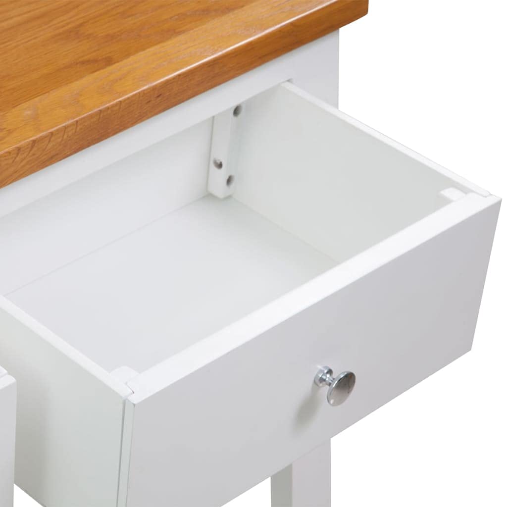 Solid Oak Wood Console Table with 2 Drawers and Shelf L7514