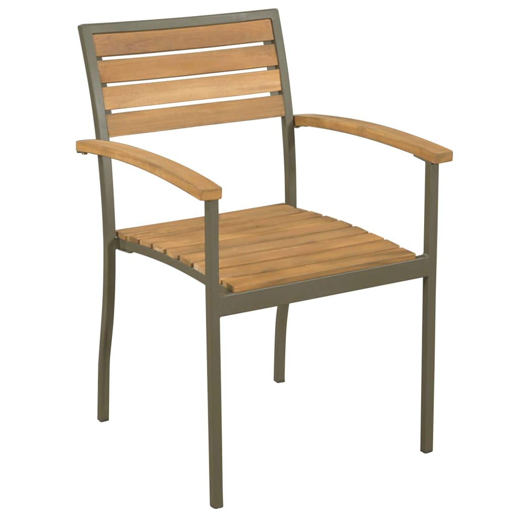 9 Piece Natural Wood and Grey Steel Outdoor Dining Set Z56685