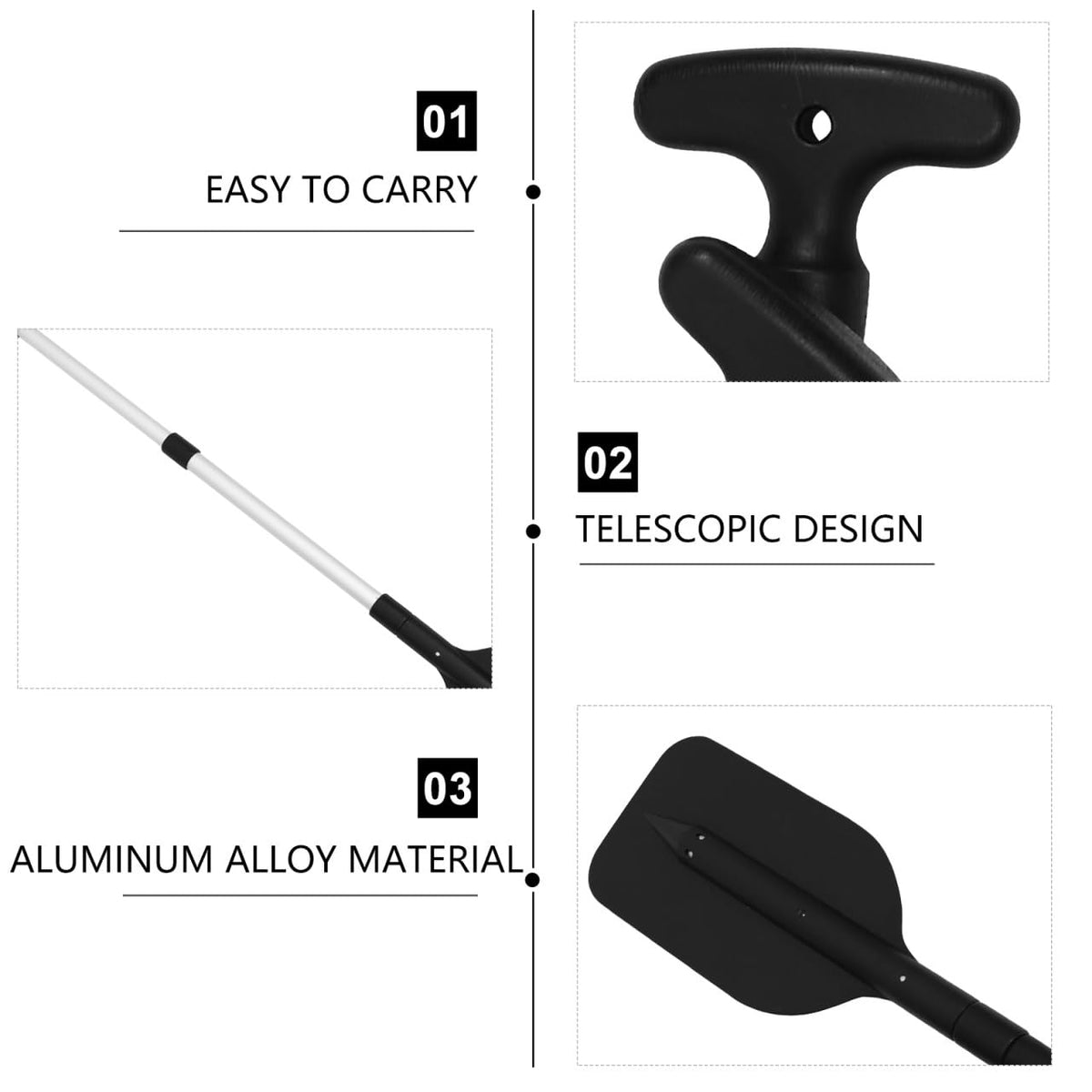 Telescopic Kayak Paddle Aluminum T-Handle X694