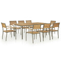 9 Piece Natural Wood and Grey Steel Outdoor Dining Set Z56685