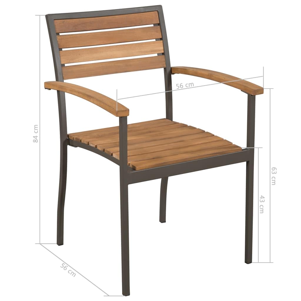 9 Piece Natural Wood and Grey Steel Outdoor Dining Set Z56685