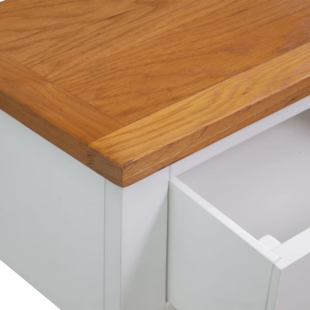 Solid Oak Wood Console Table with 2 Drawers and Shelf L7514