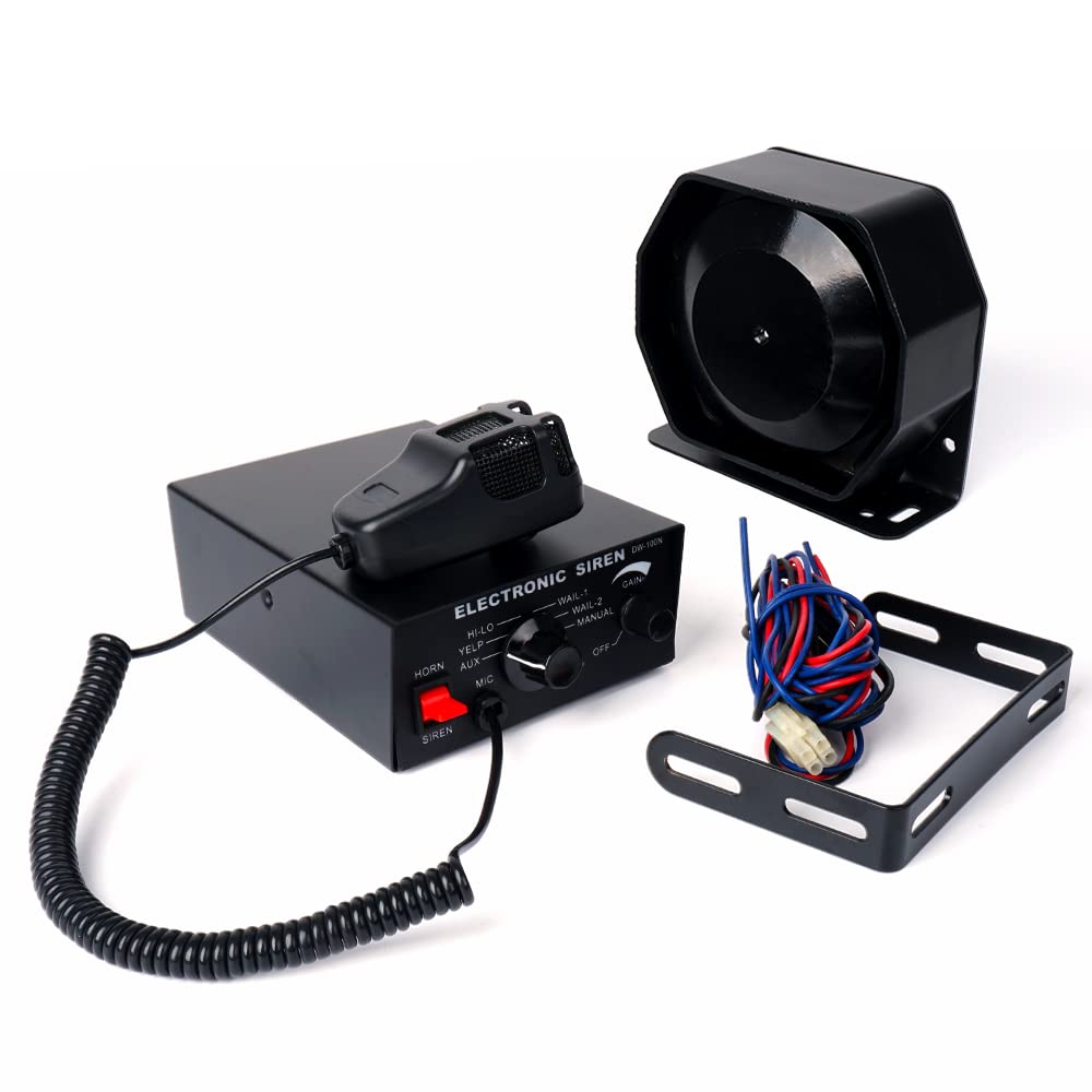 12V 100W 7 Tone Warning Speaker Siren Set with Microphone L3805