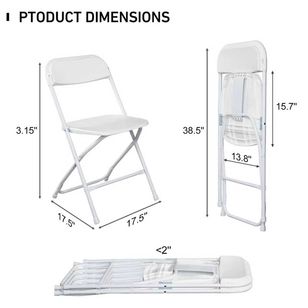 10 Pack White Plastic Folding Chairs with Steel Frame W985