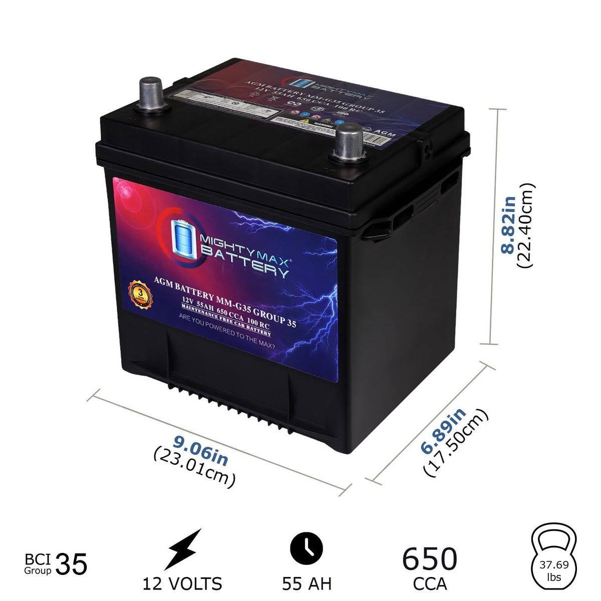 12V 55Ah AGM Replacement Battery B68160