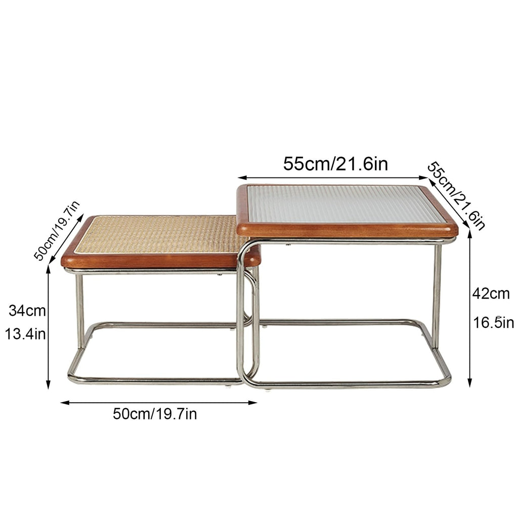 Solid Wood Square Nesting Coffee Table Set of 2 T96776
