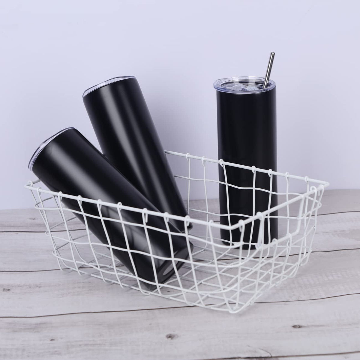 20 Oz Stainless Steel Insulated Tumbler Set, 8 Pack, Black K180250