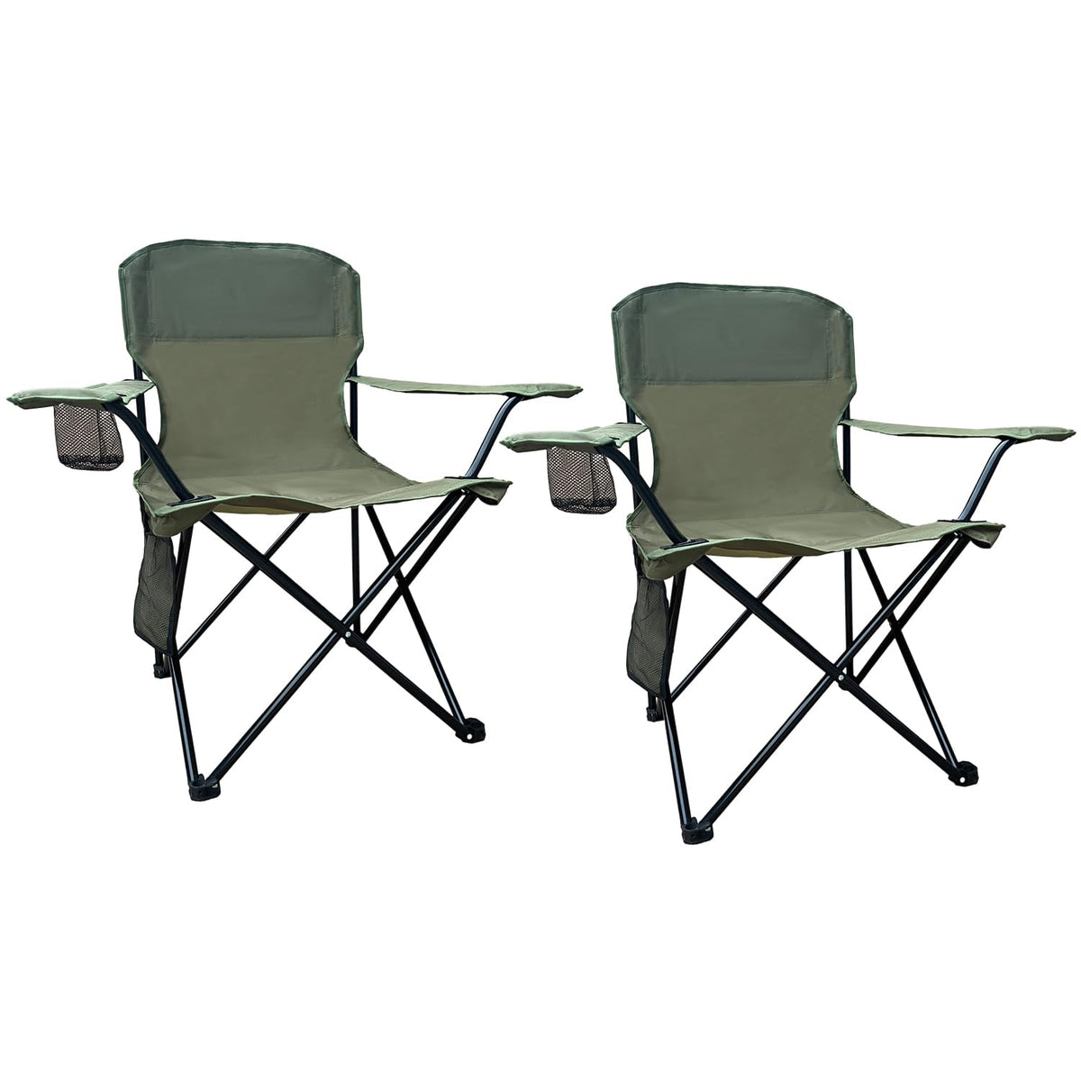 2 Pack Folding Camping Chairs with High Back, 300lbs Capacity, Green C959421