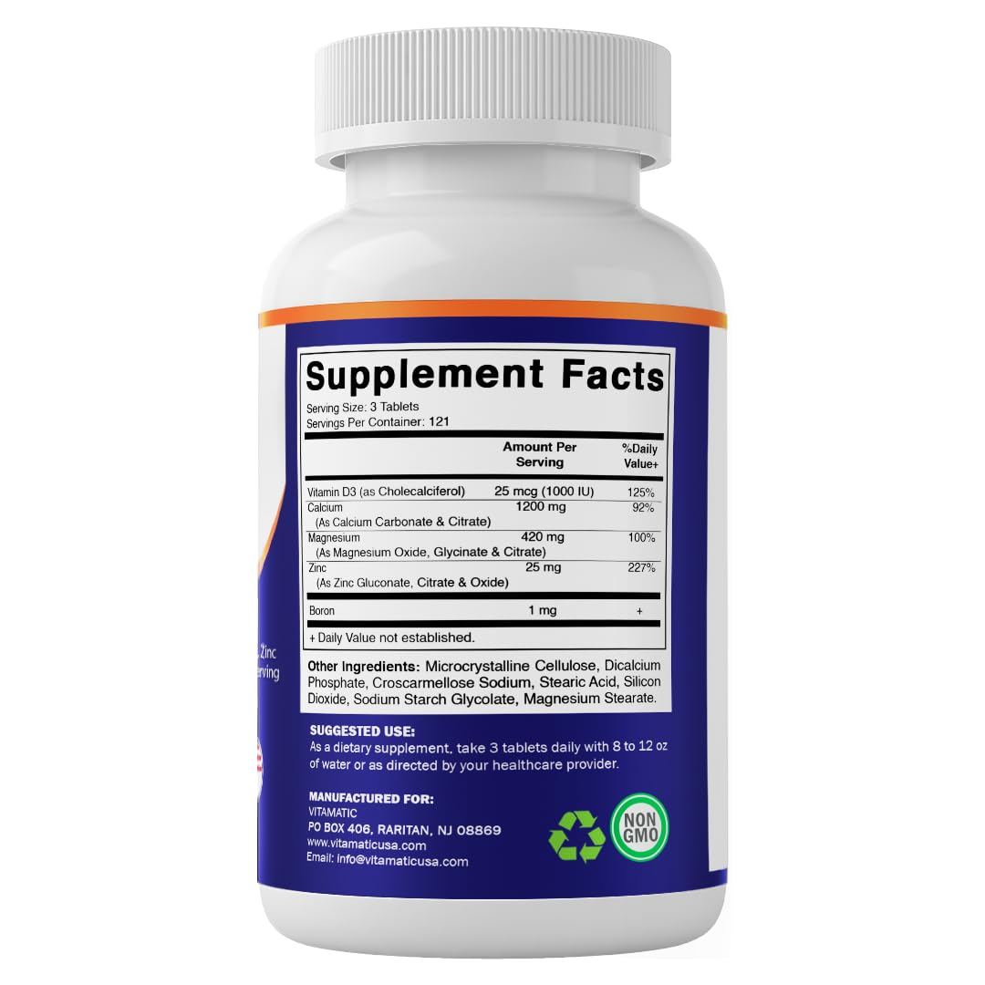 Calcium Magnesium Zinc D3 Boron 365 Coated Tablets Supplement H7375