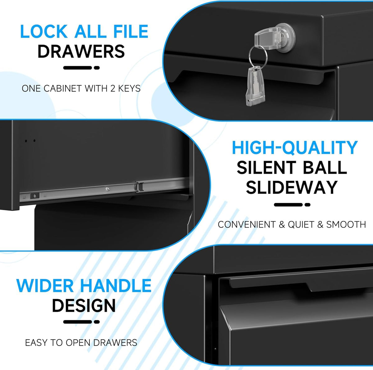 2 Drawer Mobile File Cabinet with Lock T76340