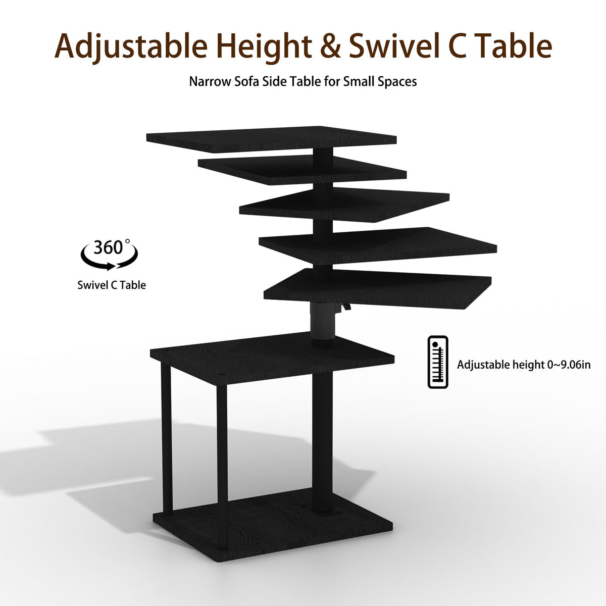 Swivel Side Table with Storage Shelf W61269