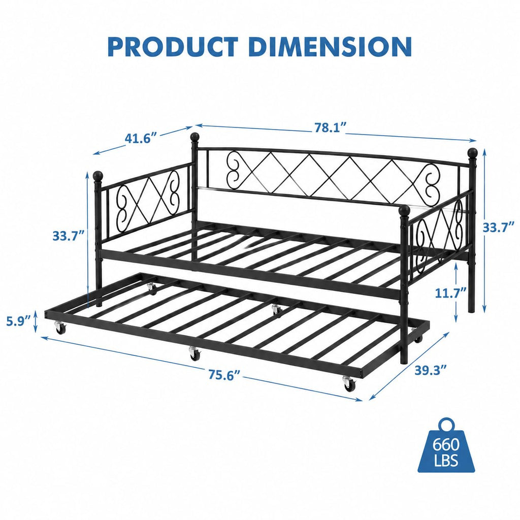 Twin Daybed with Trundle and Heart-Shaped Headboard W4646