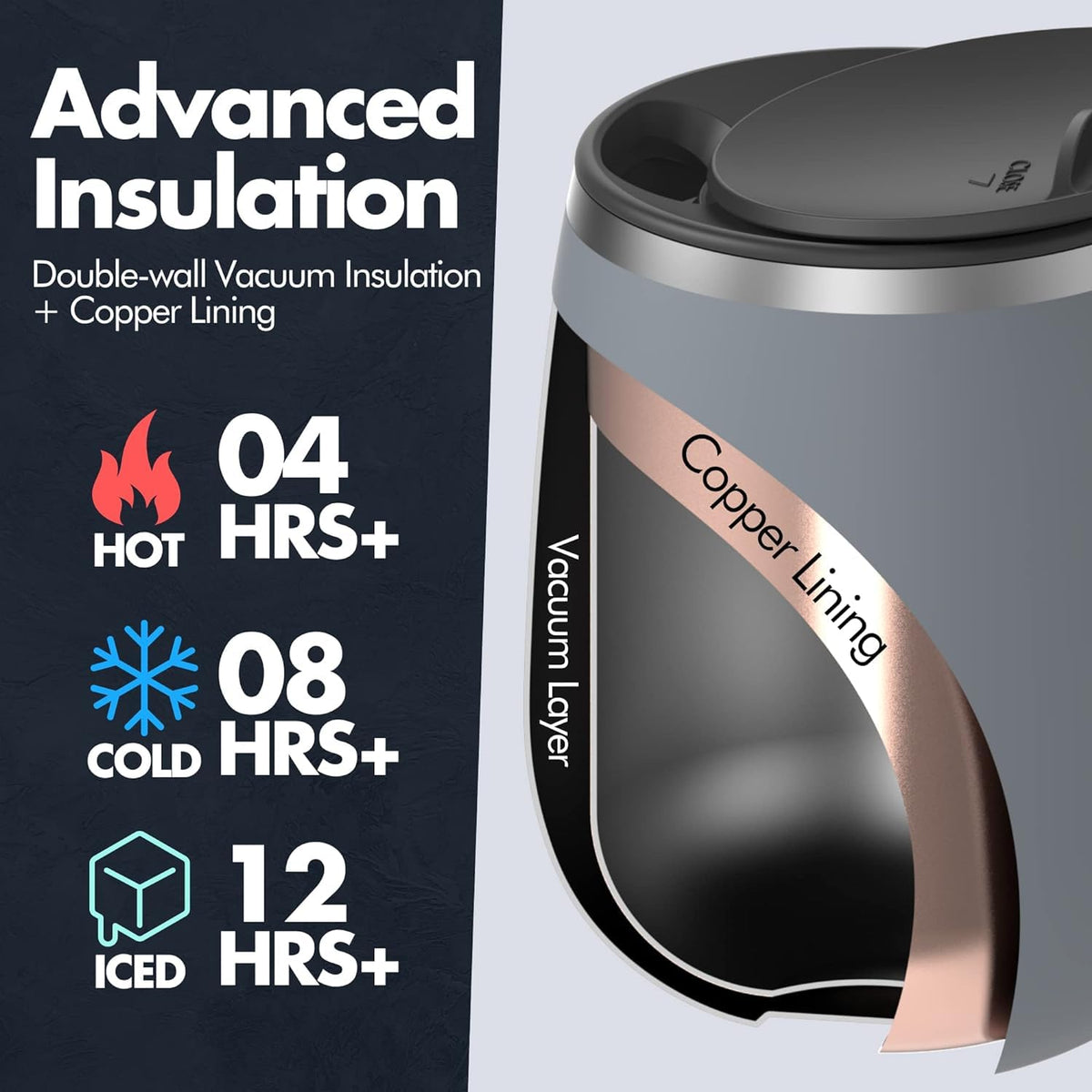 16 oz Insulated Stainless Steel Tumbler 2-Pack with Handle & Sliding Lid L84097