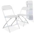 10 Pack White Plastic Folding Chairs with Steel Frame W985