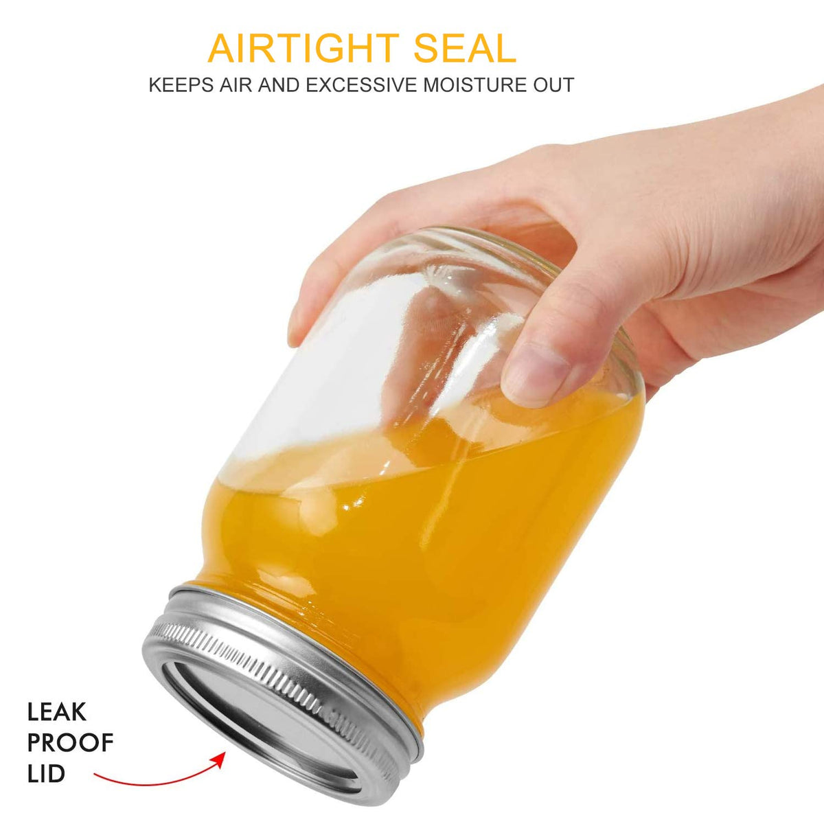 16 Pack 16 oz Glass Mason Jars with Airtight Lids and Bands Q7217