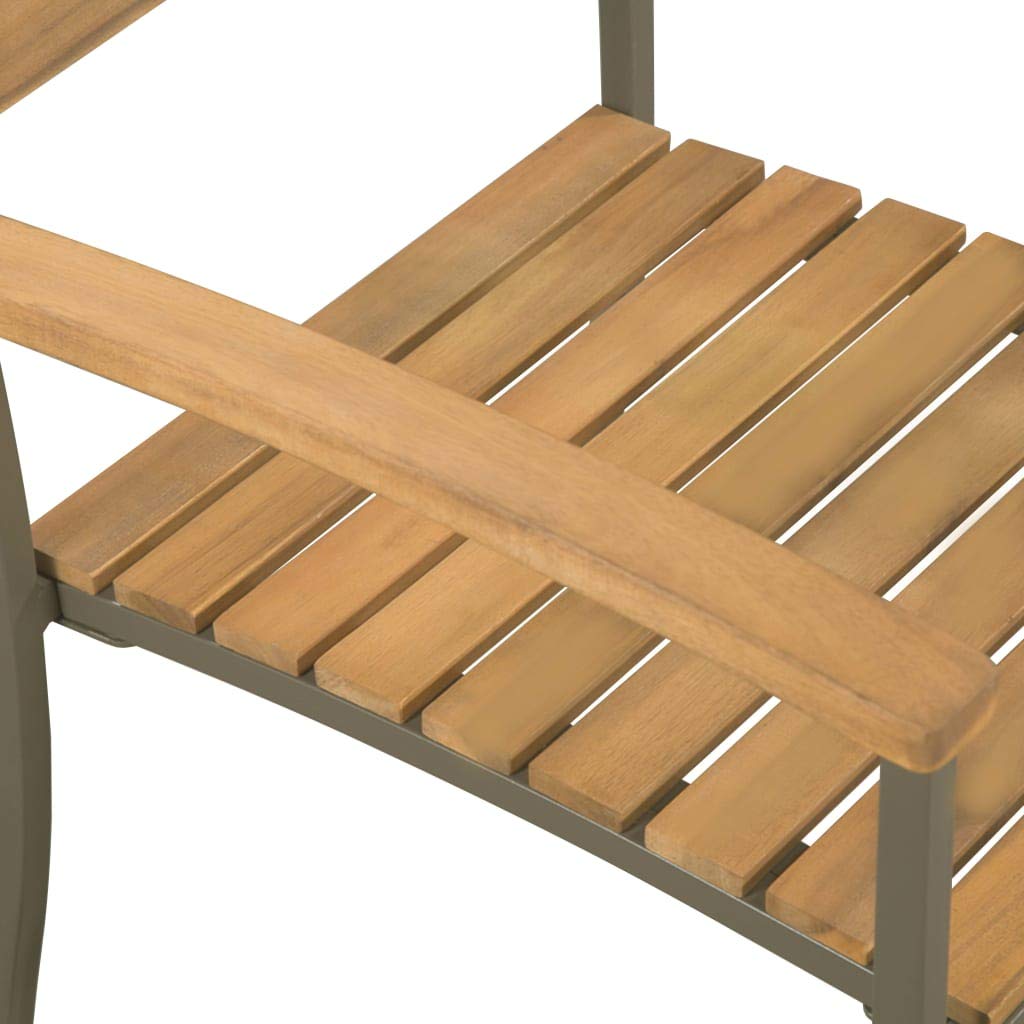 9 Piece Natural Wood and Grey Steel Outdoor Dining Set Z56685