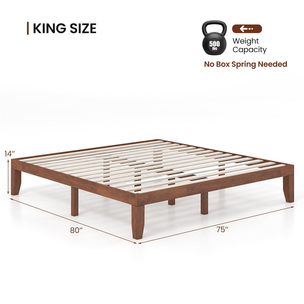 14 Inches Wood Platform Bed Frame King Size N633607