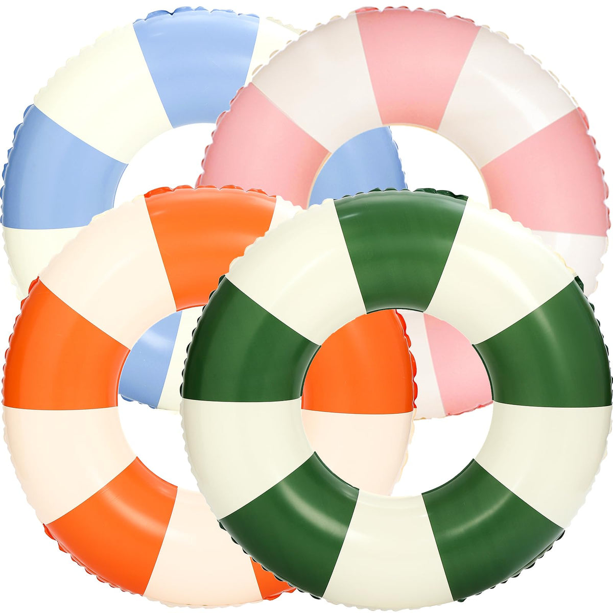 4Pcs Inflatable Pool Float 31 Inch Striped Swim Rings L2891