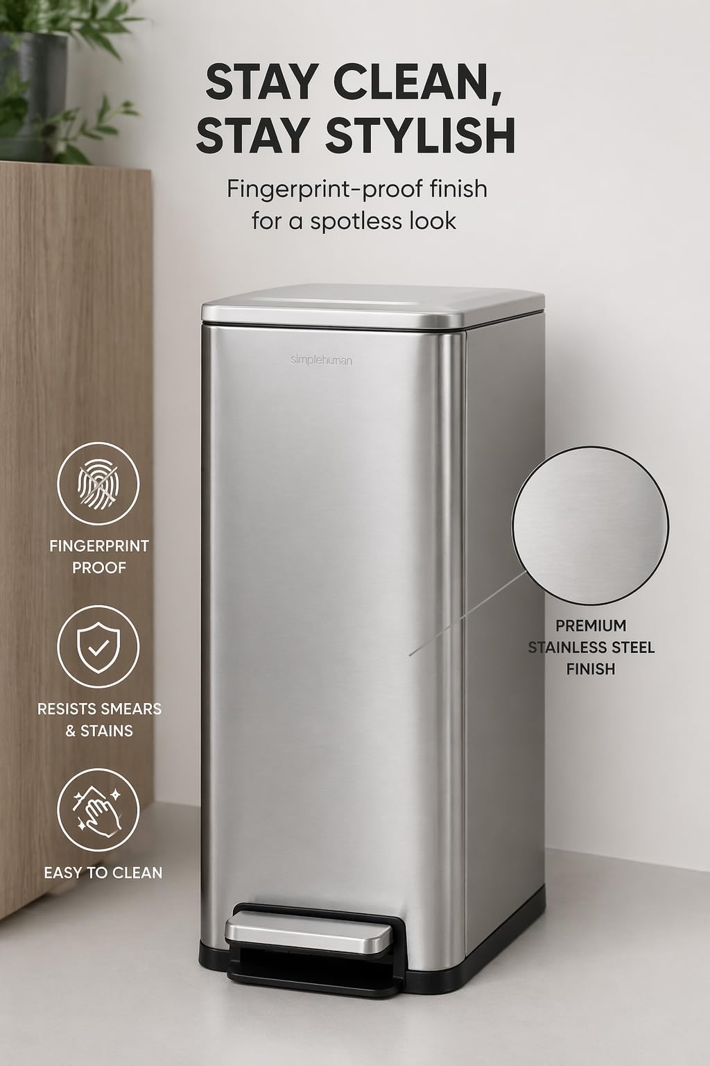 43L Dual Recycling Bin Stainless Steel J884428
