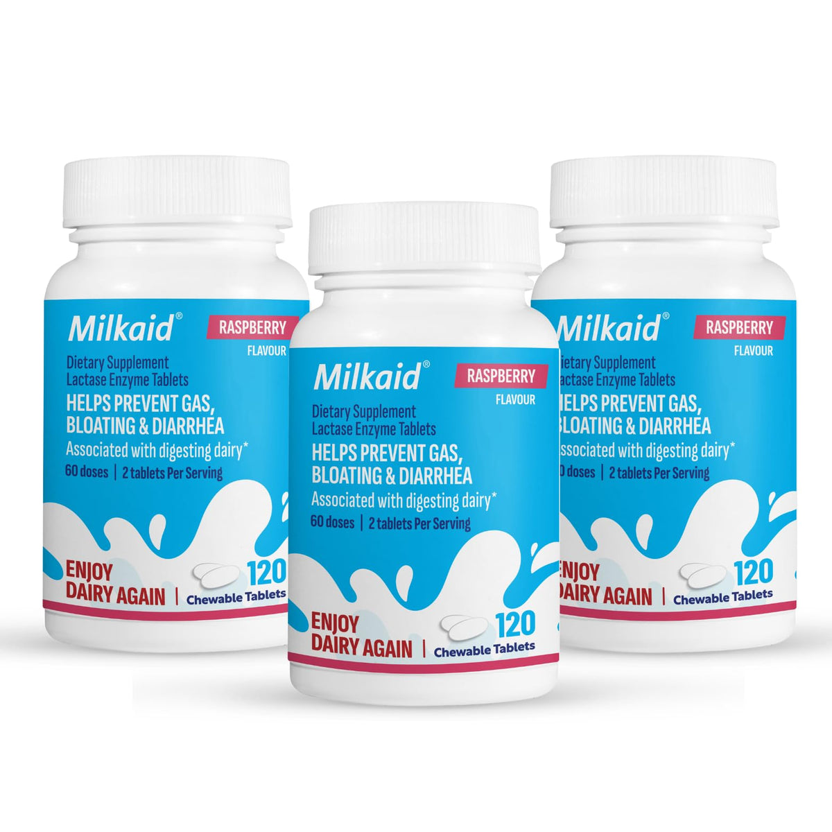 Chewable Lactase Enzyme Tablets 360 Tablets Raspberry T5454