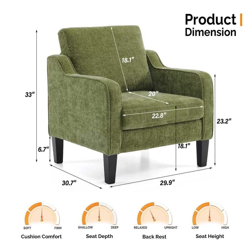 Olive Green Chenille Accent Chairs Set of 2 L372857