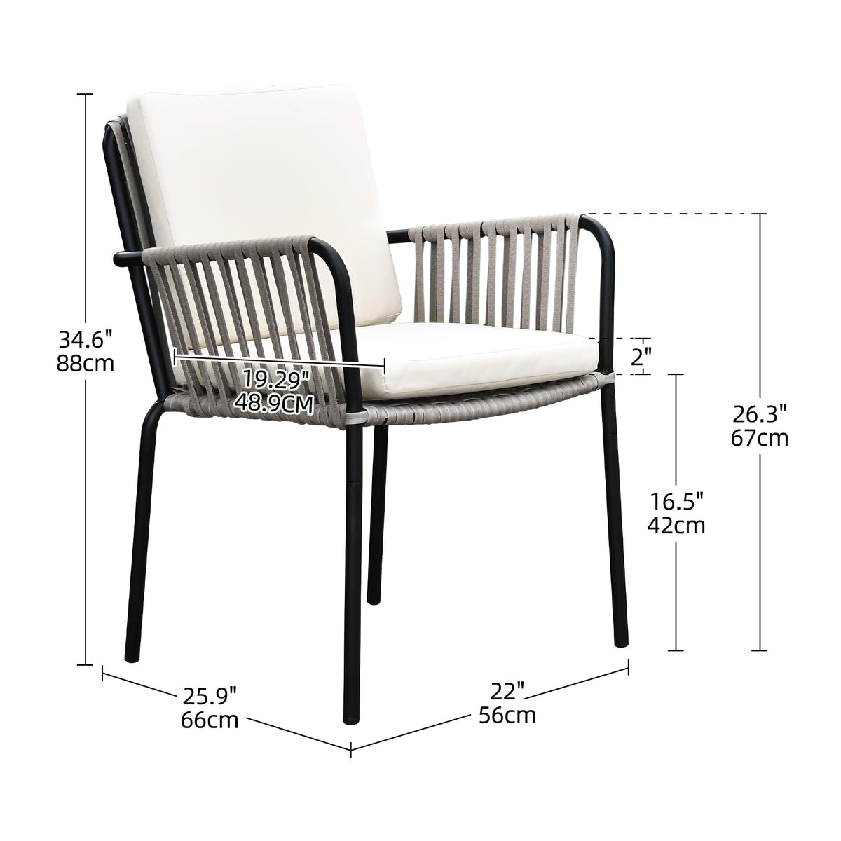 Grey Wicker Outdoor Dining Chairs Set of 4 Q6755