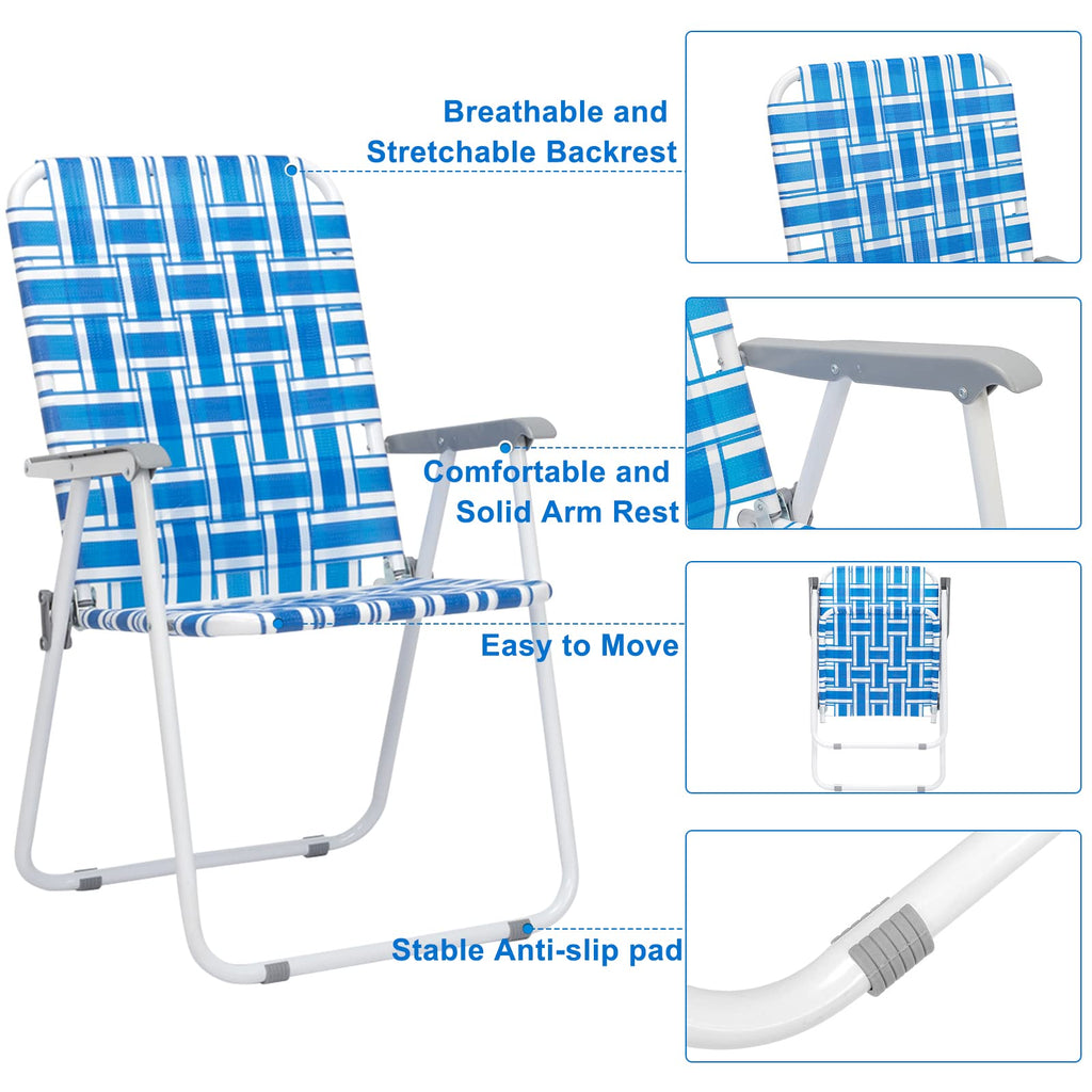 Set of 2 Blue & White Webbed Folding Chairs B205