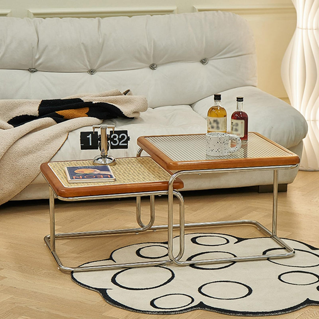 Solid Wood Square Nesting Coffee Table Set of 2 T96776