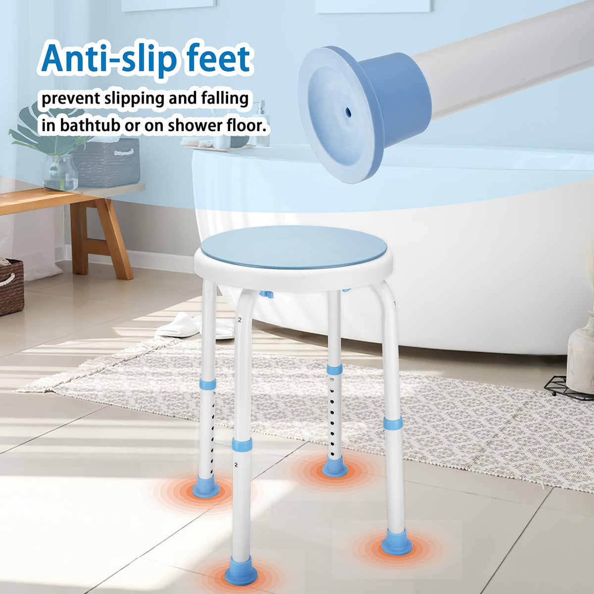 Foldable Adjustable Swivel Bath Seat Shower Chair Stool R347