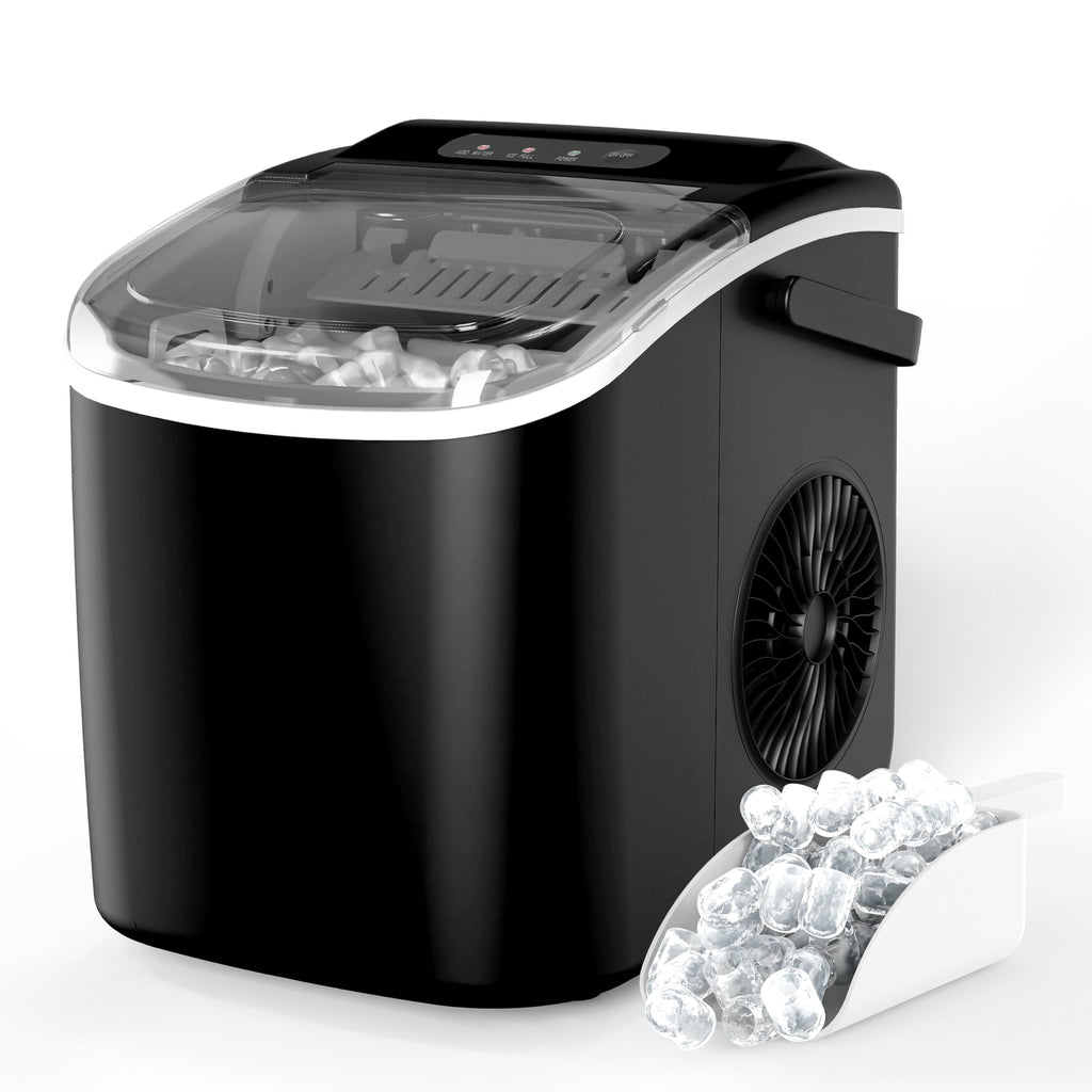 Countertop Ice Maker with Self-Cleaning, Ice Spoon and Basket, Black Y326