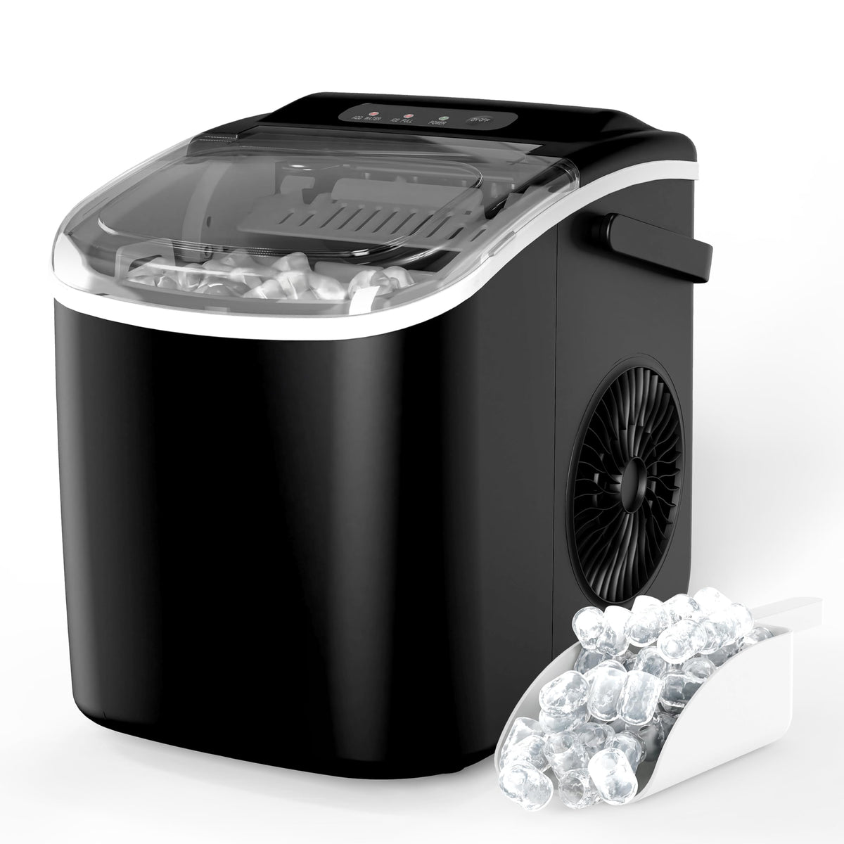 Countertop Ice Maker with Self-Cleaning, Ice Spoon and Basket, Black Y326