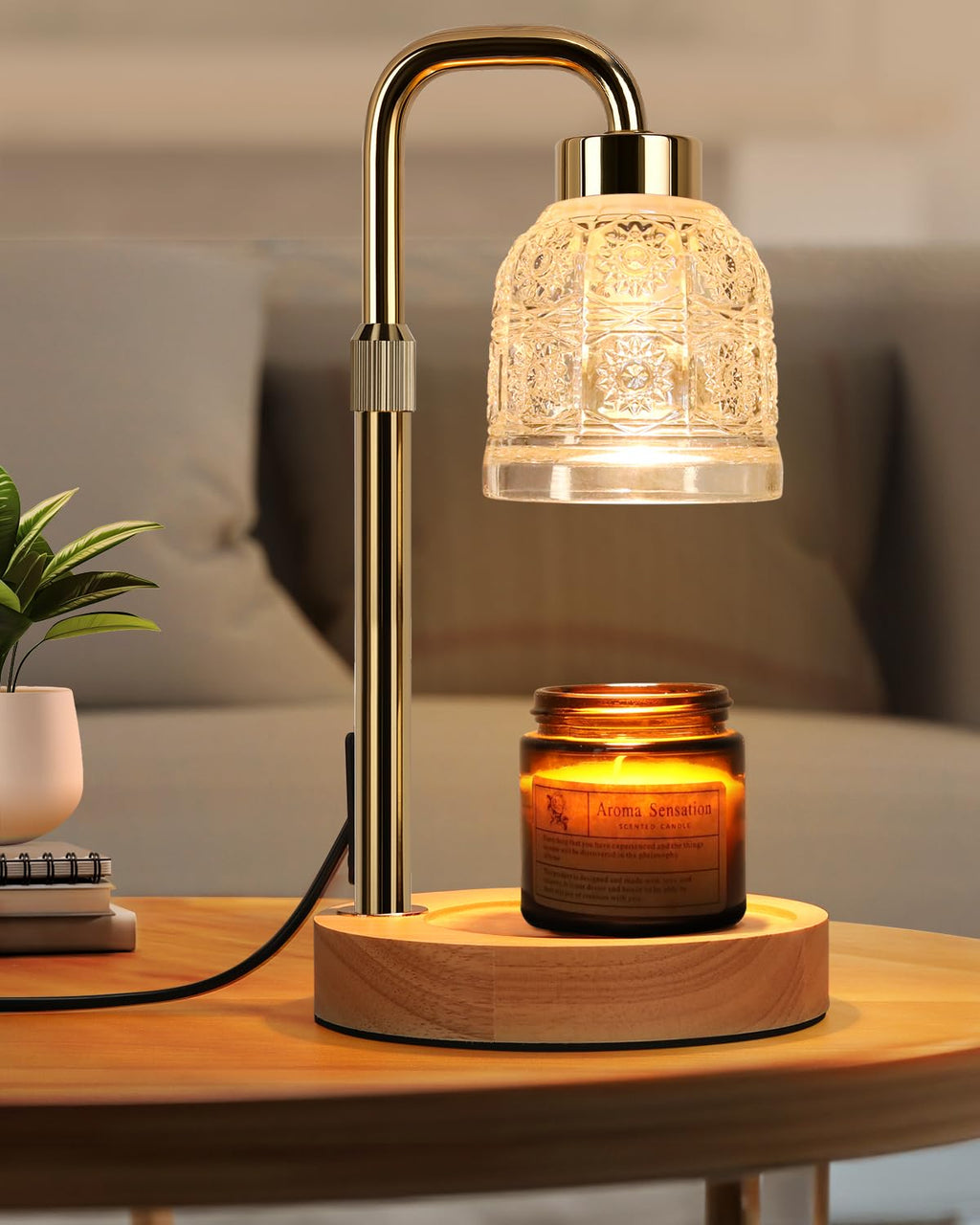 Candle Warmer Lamp with Timer, Gold E519
