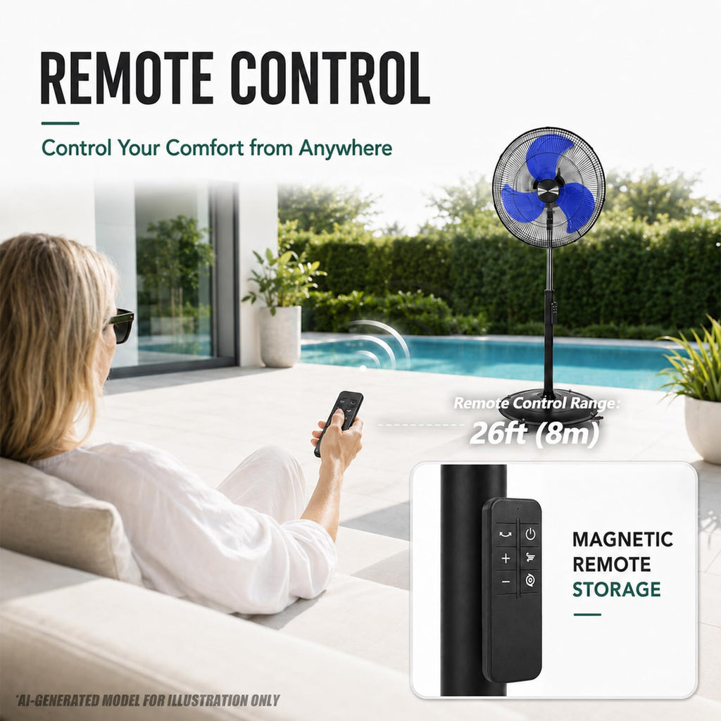 20 Inch Oscillating Pedestal Fan with Remote Control Y3278