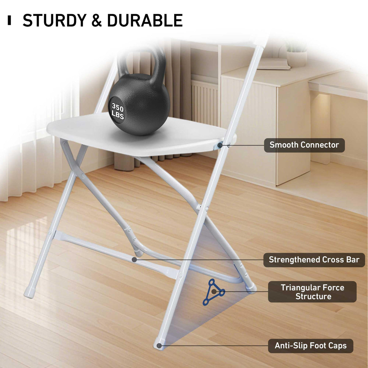 10 Pack White Plastic Folding Chairs with Steel Frame W985
