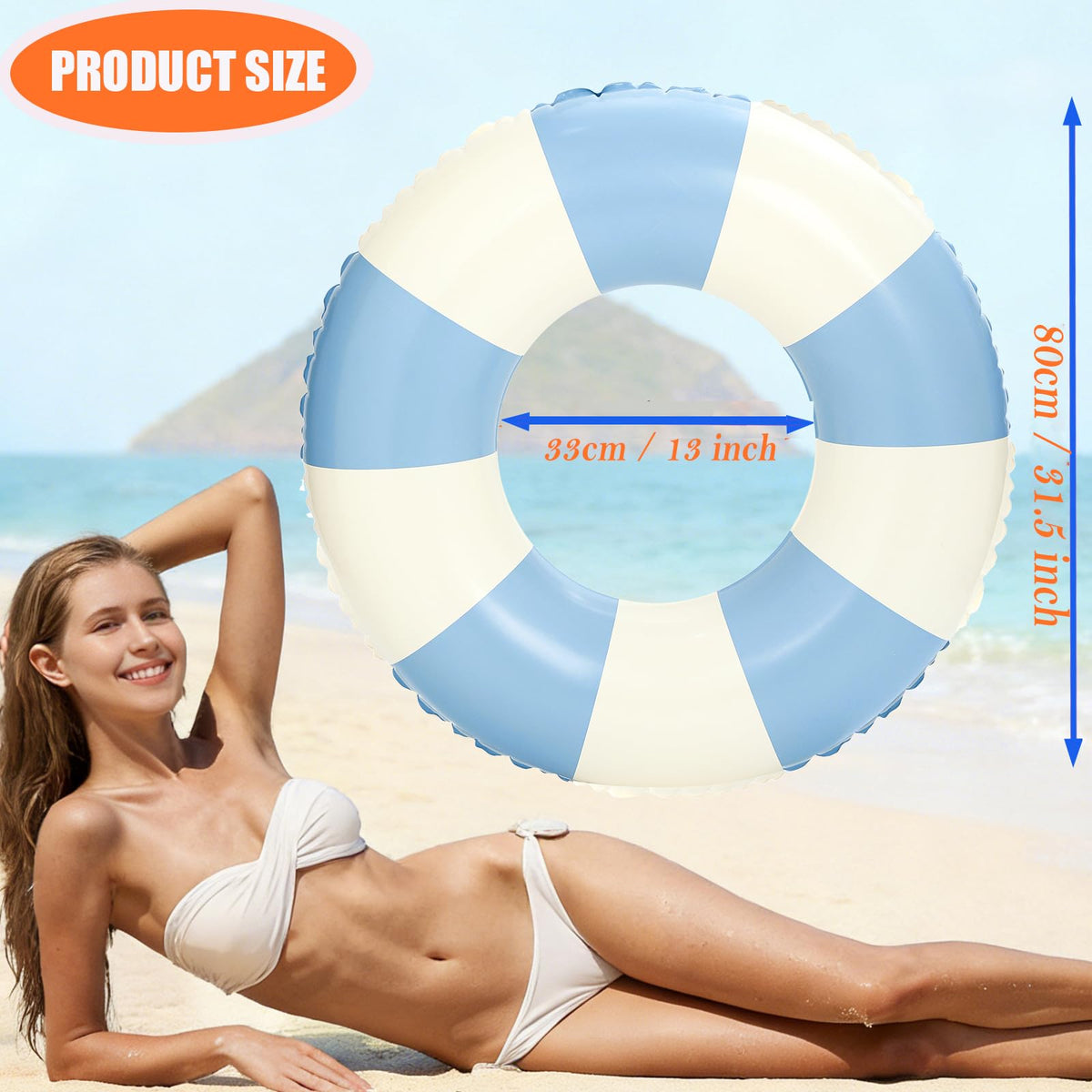 4Pcs Inflatable Pool Float 31 Inch Striped Swim Rings L2891