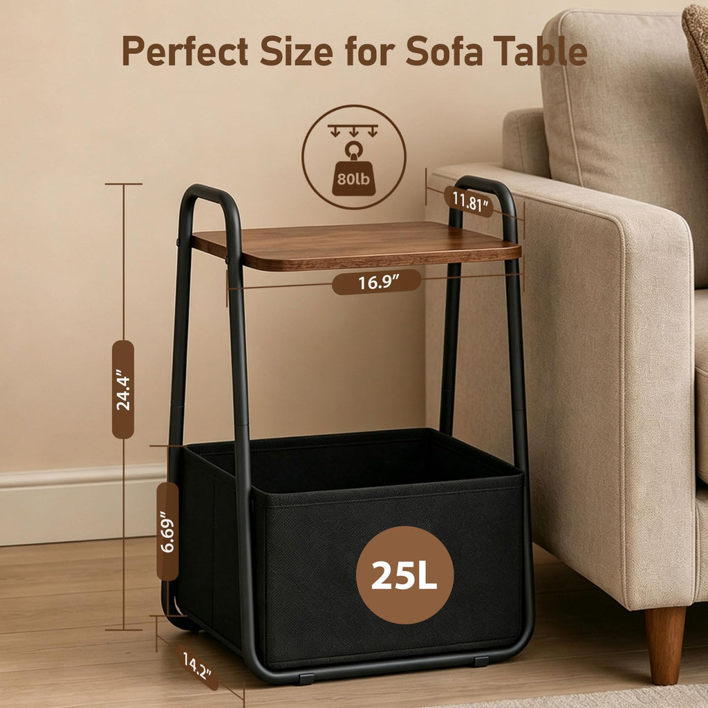 Small Storage Side Table with Metal Frame B553