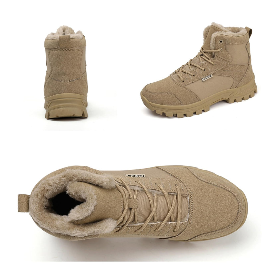 Mid Top Fur Lined Suede Leather Waterproof Military Tactical Boots Z5848
