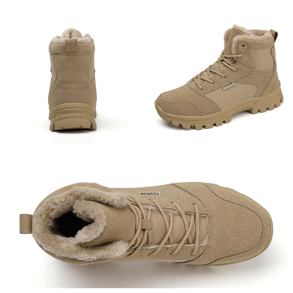 Mid Top Fur Lined Suede Leather Waterproof Military Tactical Boots Z5848