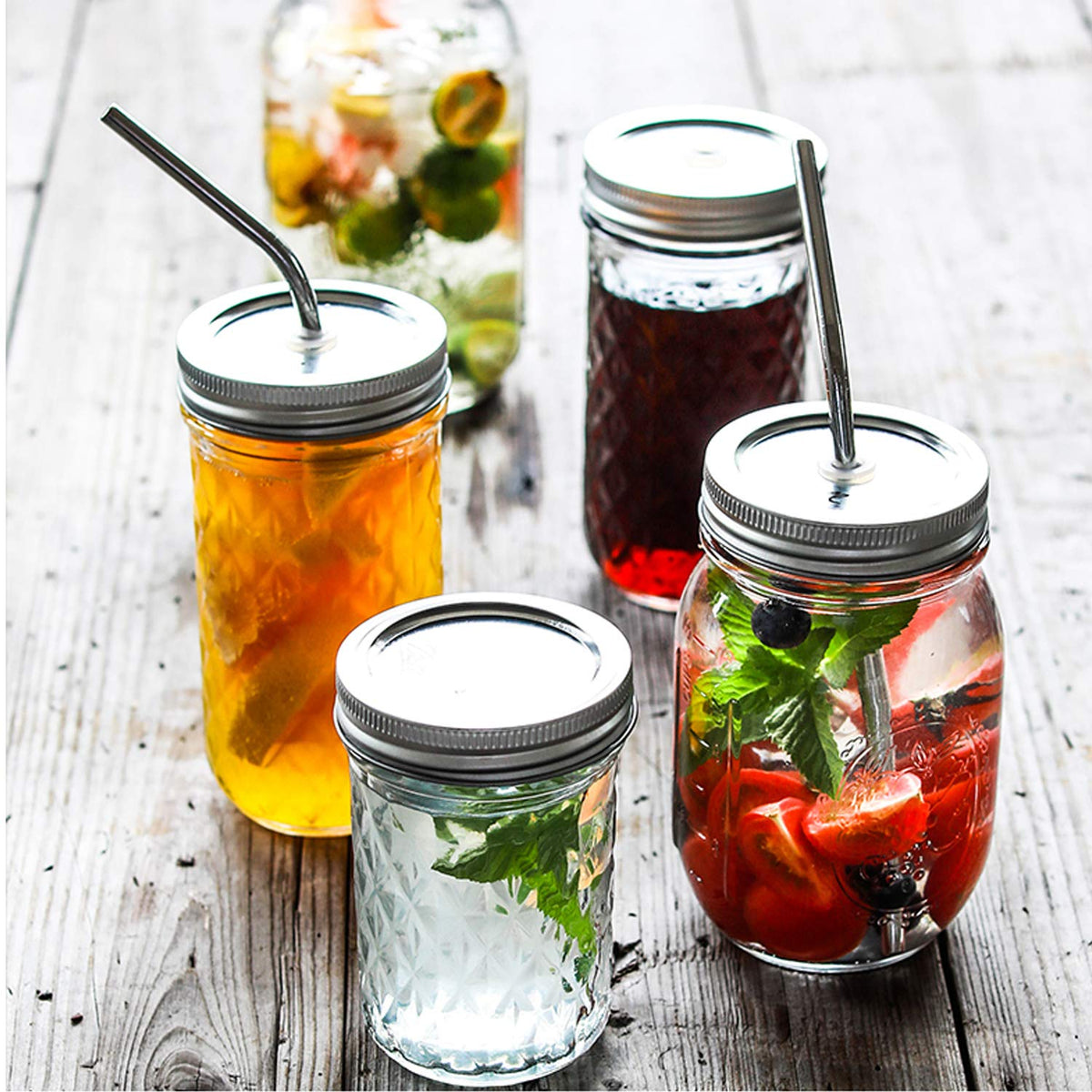 16 Pack 16 oz Glass Mason Jars with Airtight Lids and Bands Q7217