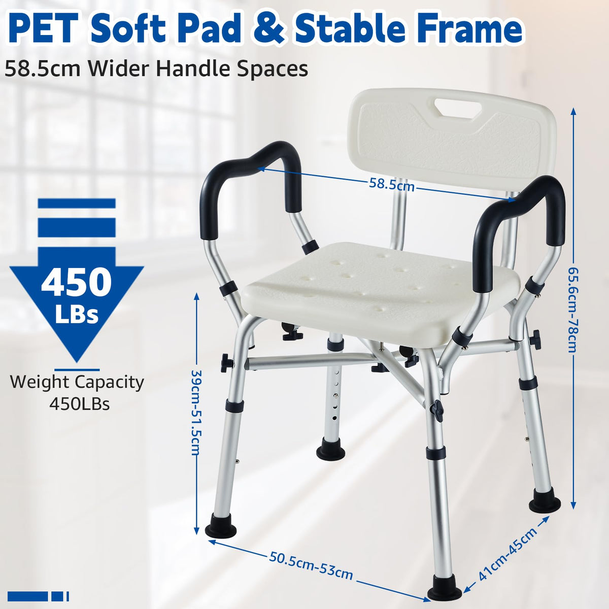 Padded Shower Chair with Arms and Back J897