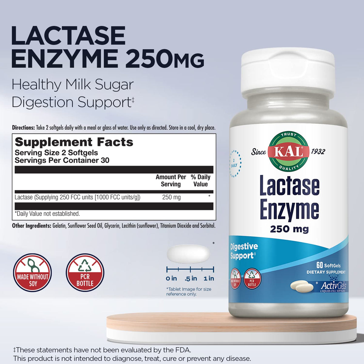 Lactase Enzyme 250 mg 60 SoftGels G426742