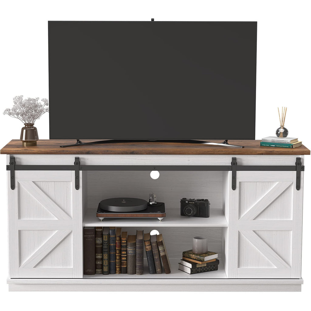 Bright White Mid Century Modern TV Stand for 65 Inch TV B3888