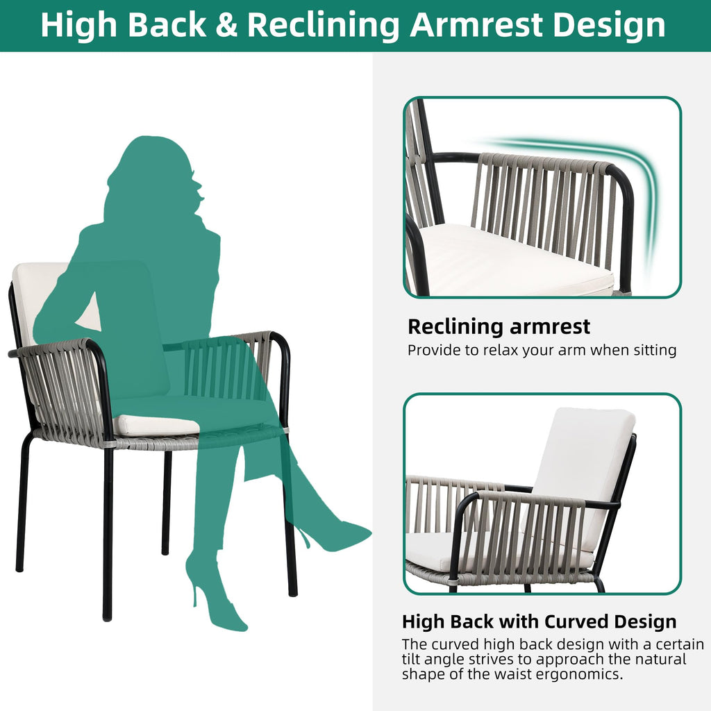 Grey Wicker Outdoor Dining Chairs Set of 4 Q6755