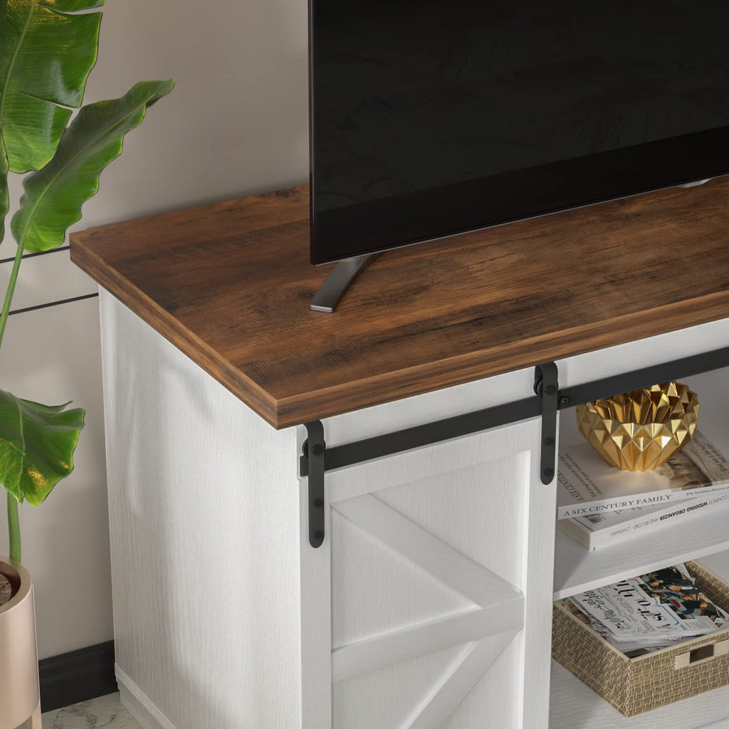 Bright White Mid Century Modern TV Stand for 65 Inch TV B3888