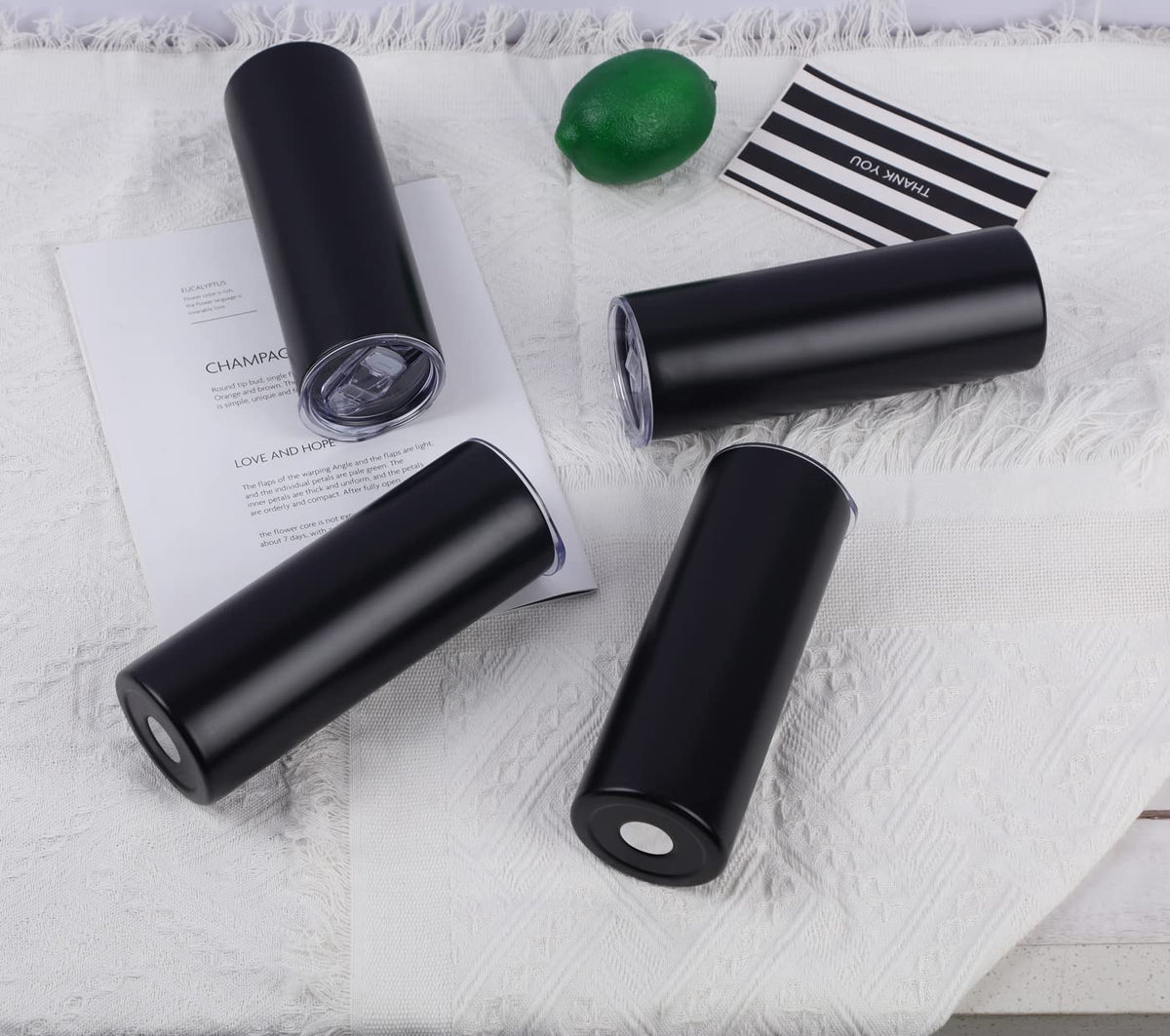 20 Oz Stainless Steel Insulated Tumbler Set, 8 Pack, Black K180250