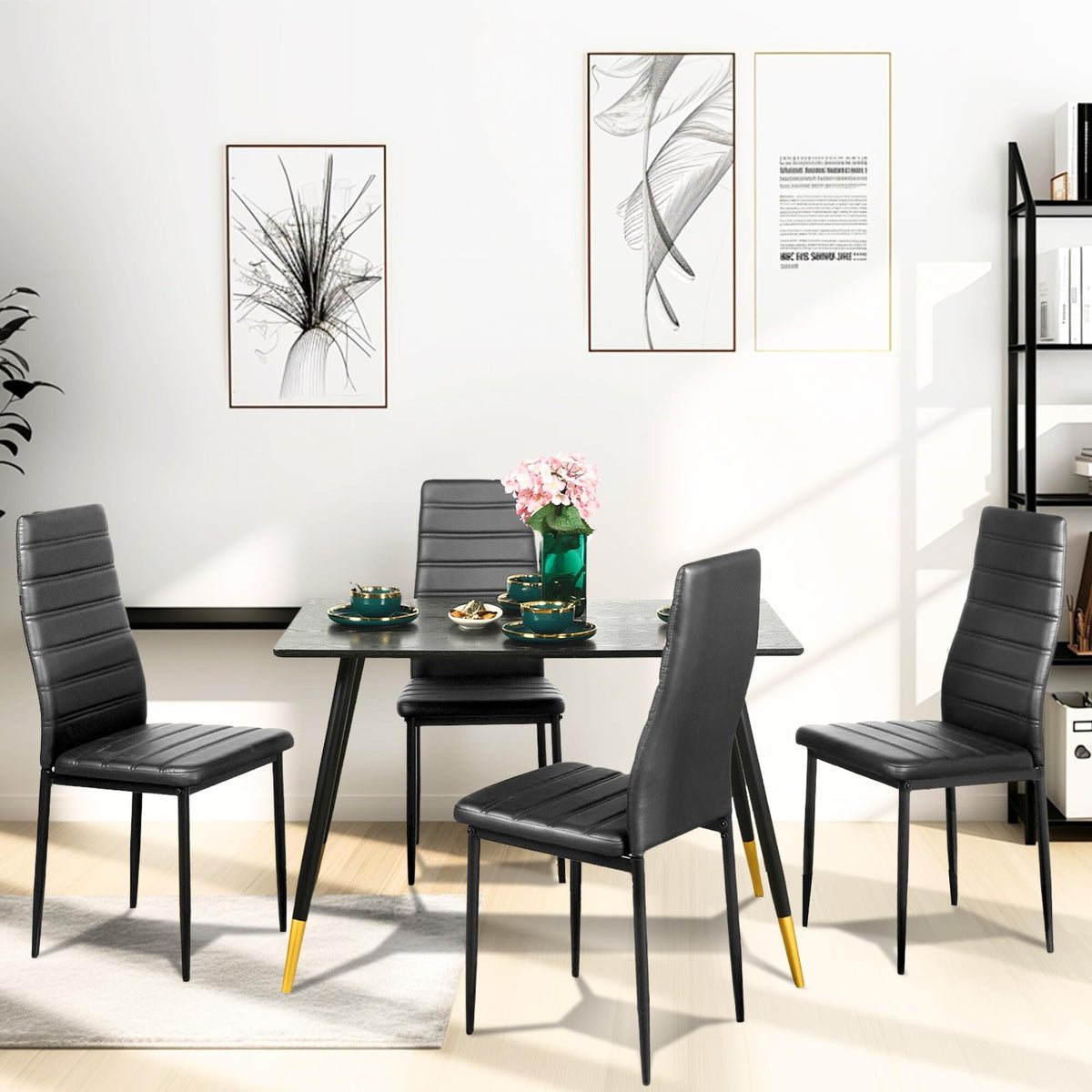 Black PU Dining Chairs Set of 4 O5726