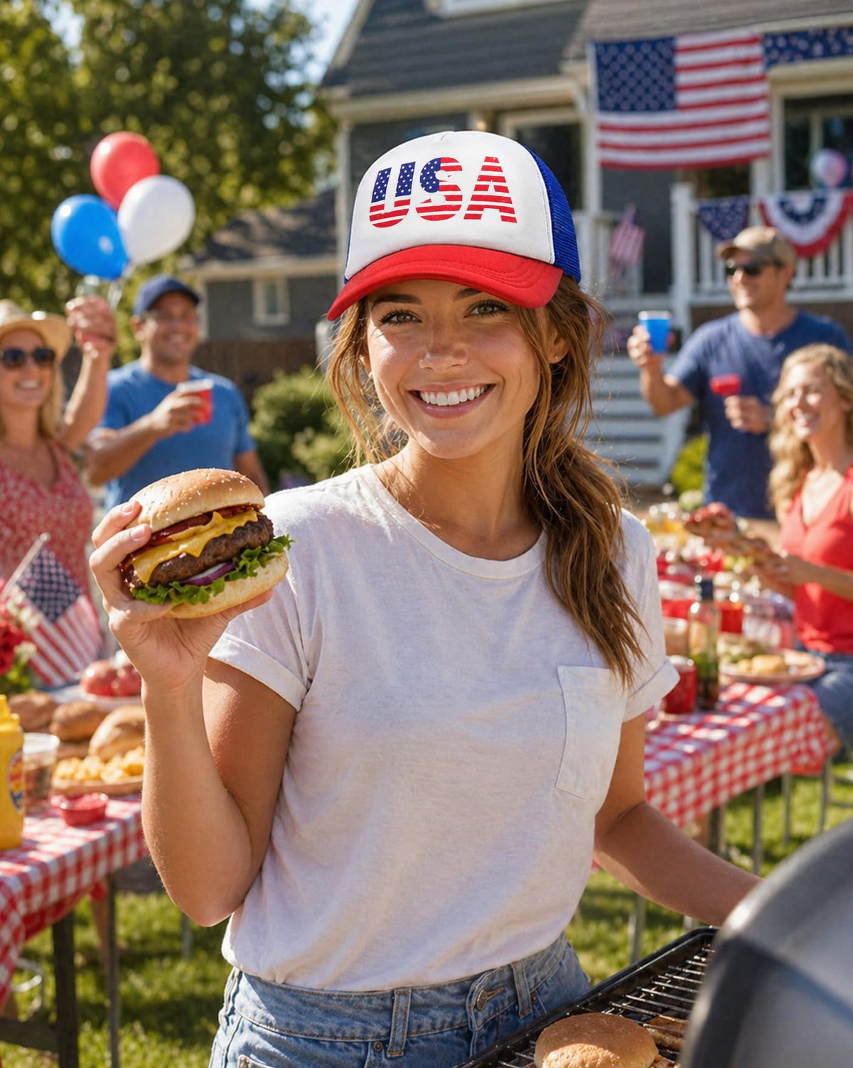 American Flag Trucker Hat D950566