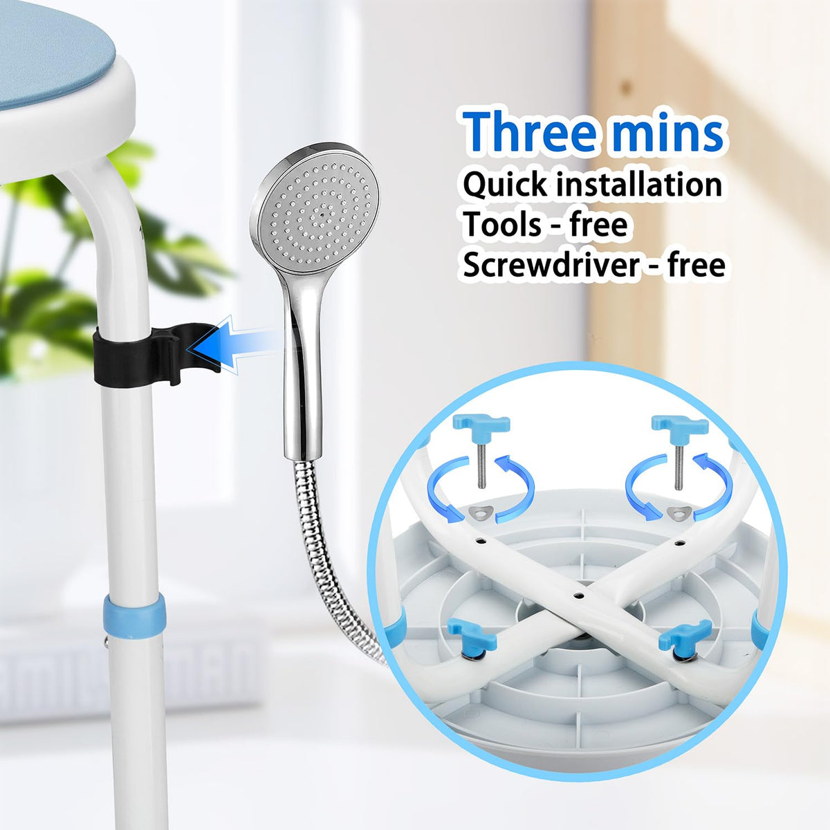 Foldable Adjustable Swivel Bath Seat Shower Chair Stool R347